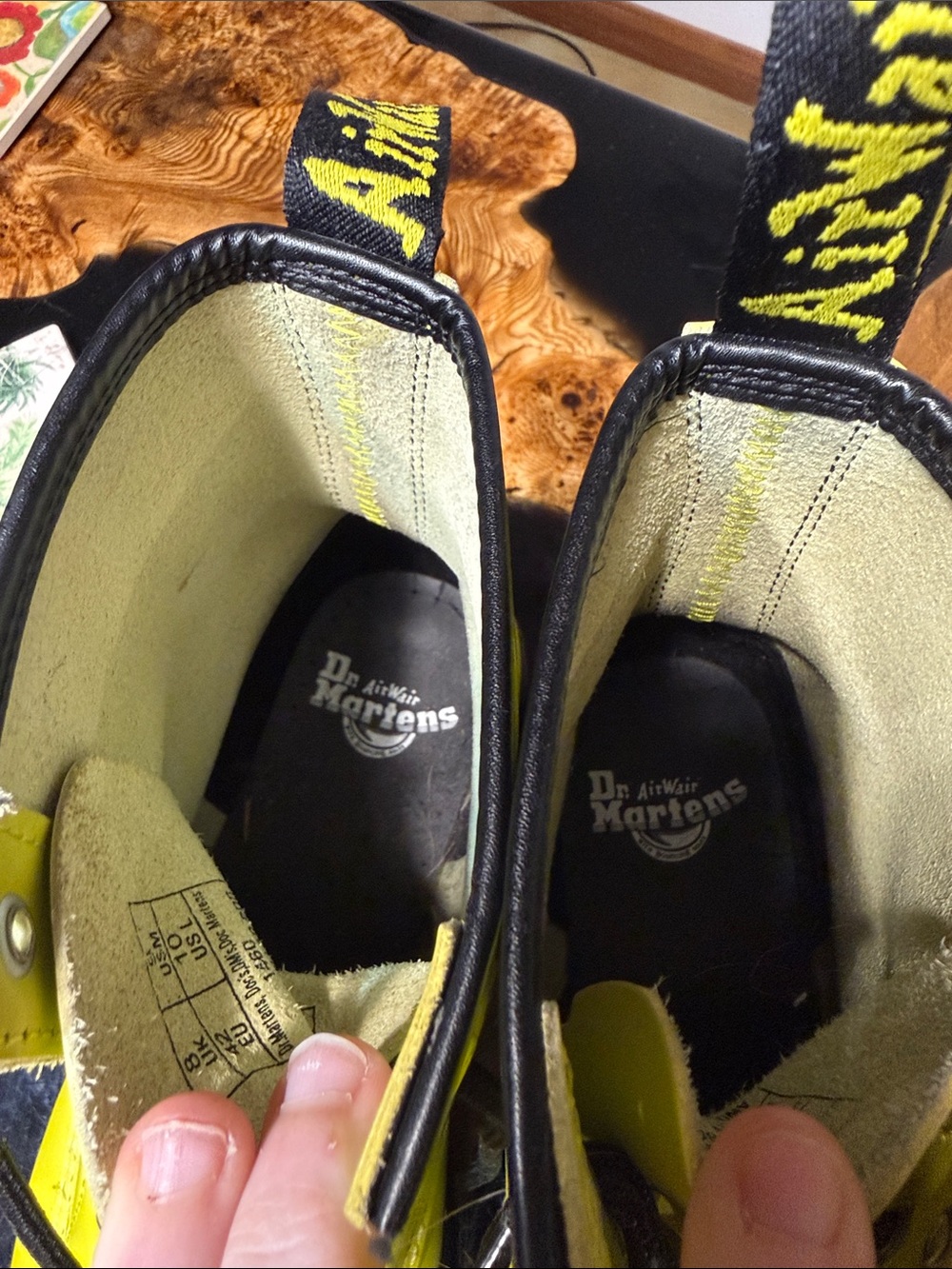 Dr. Martens Unisex High Shine Neon Yellow Lace-Up Boots - Picture 4 of 6